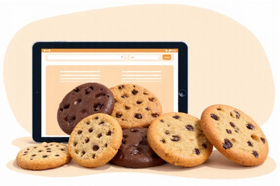 Illustration of various cookies on a digital device