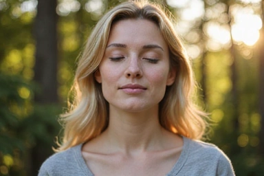 Woman meditating peacefully