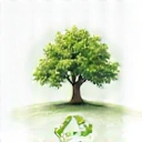 Sustainability icon with a tree and recycling symbol